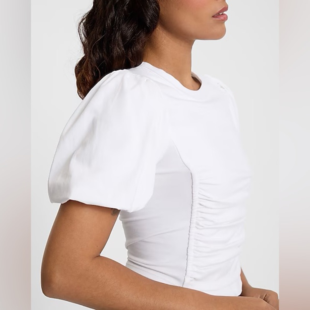 Express Puff Sleeve Corset Cropped Tee - Picture 4 of 6